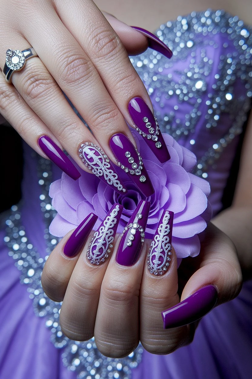 Quinceñera_Purple_Nails