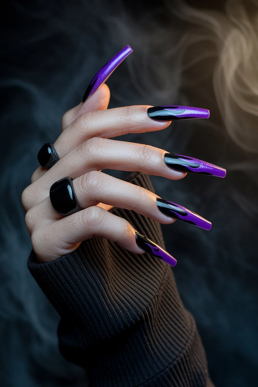 Dramatic_Black_And_Purple_Gel_Nails