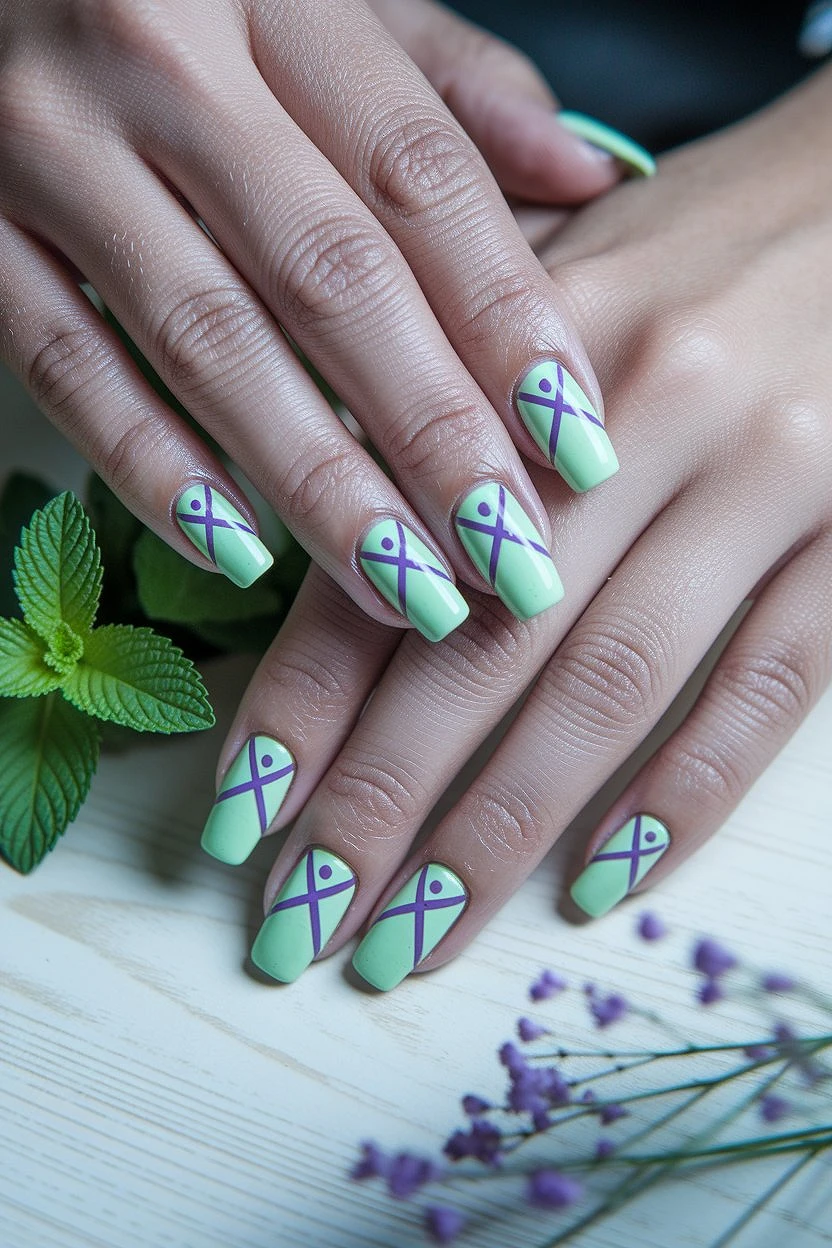 Mint_And_Purple_Acrylic_Nails