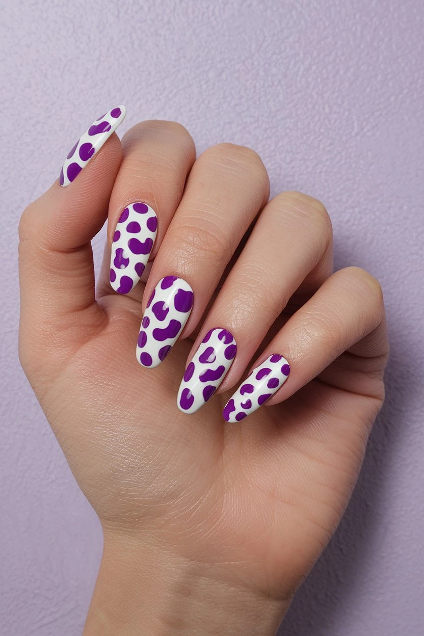 Purple_Cow_Print_Acrylic_Nails