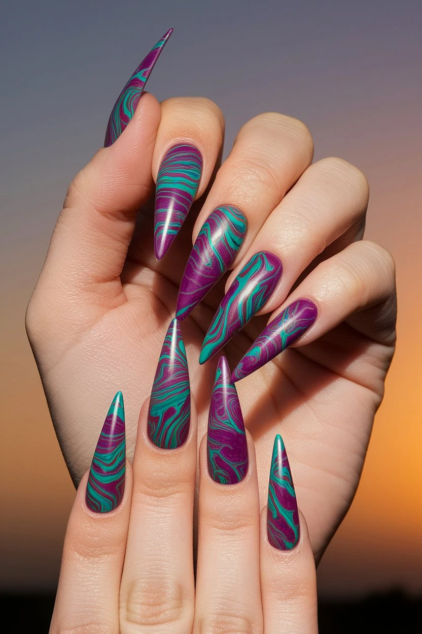 Purple_Turquoise_Acrylic_Nails
