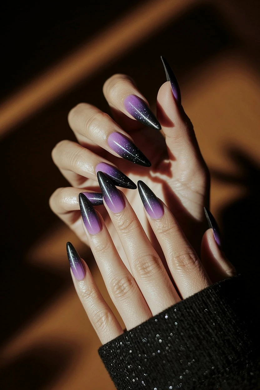 Black_And_Purple_Ombré_Acrylic_Nails