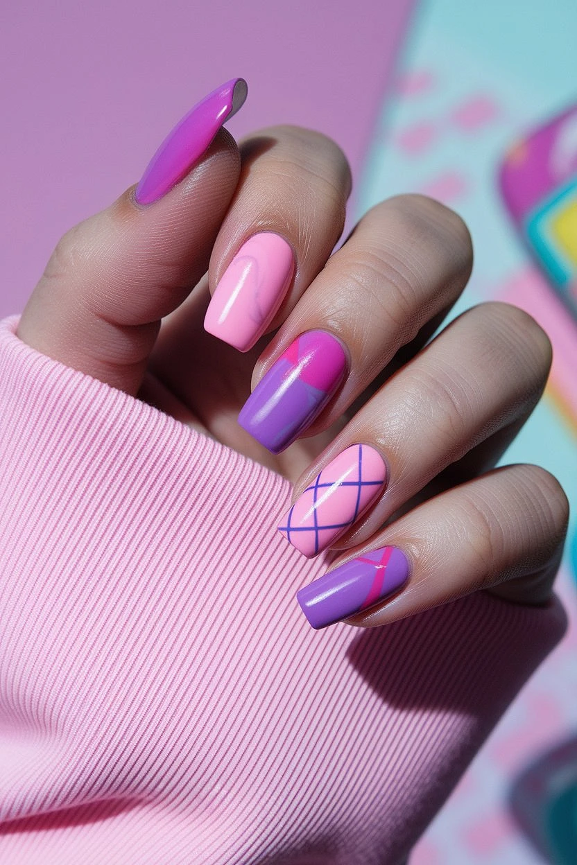 Pink_And_Purple_Short_Nails